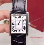 Replica Quartz Cartier Watch - Tank Solo 27mm - White Black Leather Band